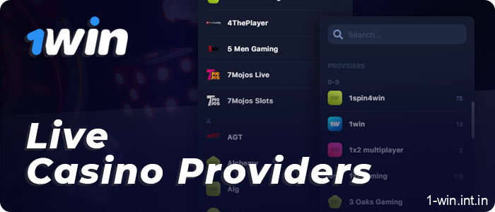 Companies that provide games for live casino 1win