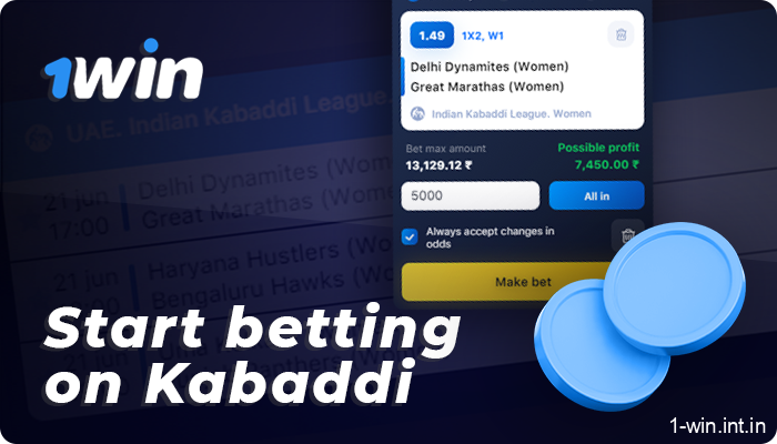 Start betting on kabaddi at 1win