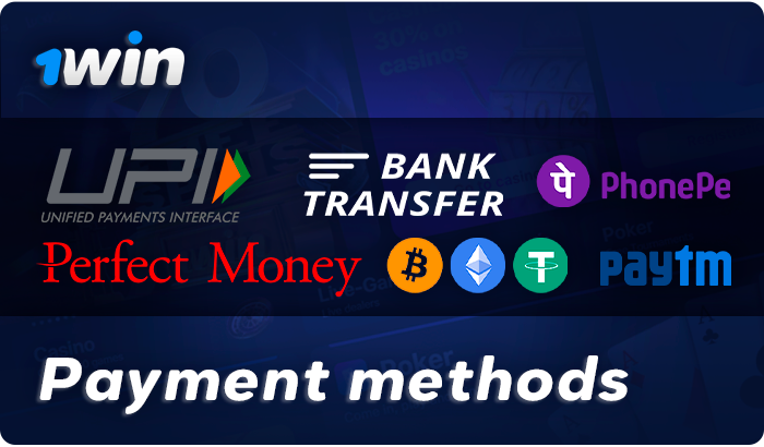 Payment methods at 1Win for playing JetX