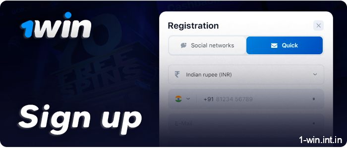Register online at 1Win India