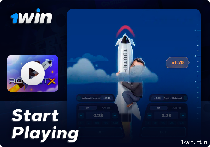 Start playing Rocket X on the 1Win site