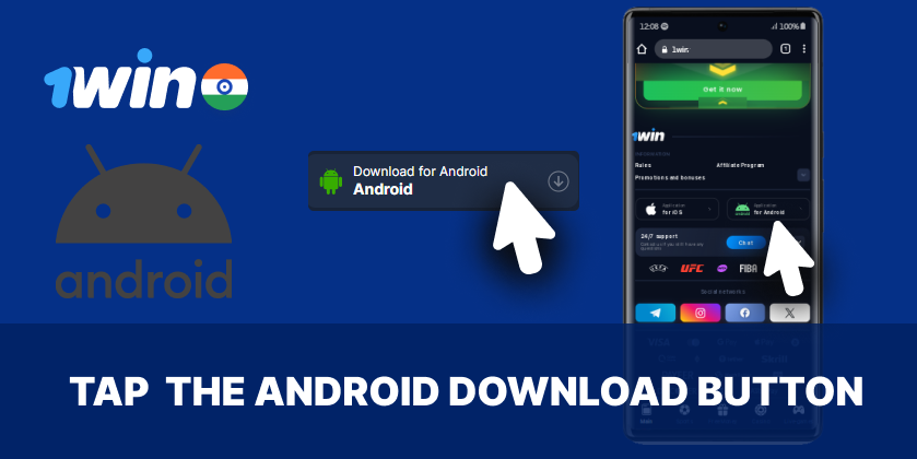 Start downloading the 1win Android app by clicking the button